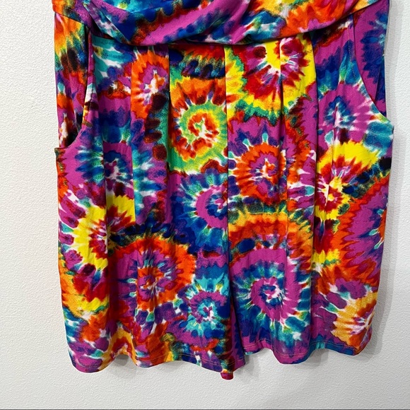 Plus Size Rainbow Tie Dye Strapless Romper Sz 4X - Picture 6 of 15